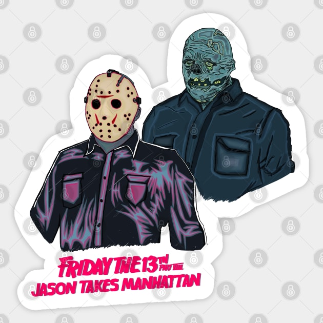 Jason Takes Manhattan Sticker by attackofthegiantants